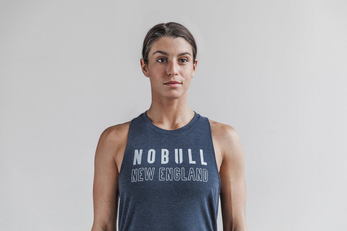 Nobull High-Neck New England Women\'s Tank Tops Navy | Australia (VJ7019)